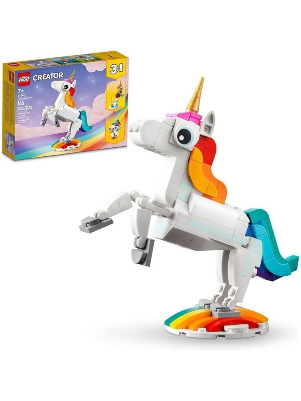 Kids White Unicorn Seahorse Peacock Rainbow Animal Grandchildren Buildable Toys